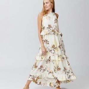 NWT Free People Ivory Leaves Anita Tiered Maxi